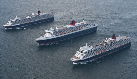 Queen Mary 2 and Her Sister Ships Sail to Southampton, UK Queen Mary 2 Cruise, Cunard Ships, Cunard Cruise, Great Lakes Ships, Cunard Line, Cruise Liner, Cruise Holidays, Boats Luxury, Cruise Ships