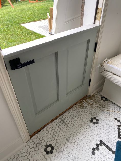 How To Make Your Very Own Dutch Door In 7 Simple Steps - farmhouseish Interior Dutch Door Diy, Making A Dutch Door, Stair Door Ideas, How To Make A Dutch Door, Diy Dutch Door Interior, Diy Dutch Doors Exterior, Half Doors In The House, Half Door Ideas, Dutch Door Diy