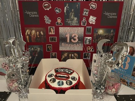 Vampire diaries themed party DIY decoration board Vampire Diaries Decorations, Tvd Themed Birthday Party, The Originals Birthday Theme, Vampire Diaries Party Theme, Vampire Diaries Bday Party Ideas, Tvd Themed Party, Vampire Diaries Birthday Theme, The Vampire Diaries Birthday Party, Tvd Party Ideas