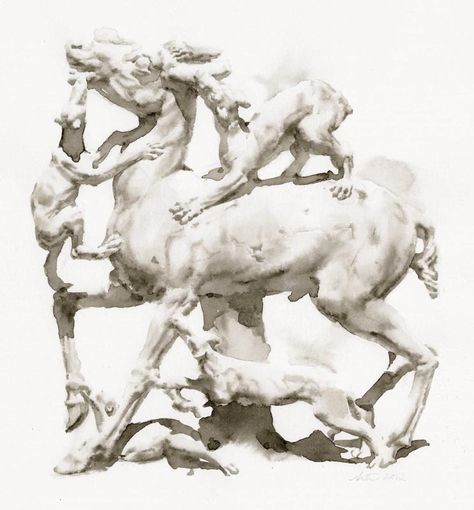 Rocks, Paper, Memory: Wendy Artin’s Watercolor Paintings of Ancient Sculptures | Stone from Delphi Wendy Artin, Americana Tattoo, Cottagecore Wallpaper, Ancient Statues, Ancient Sculpture, Loose Watercolor, Relief Sculpture, Horse Drawings, Watercolor Artists