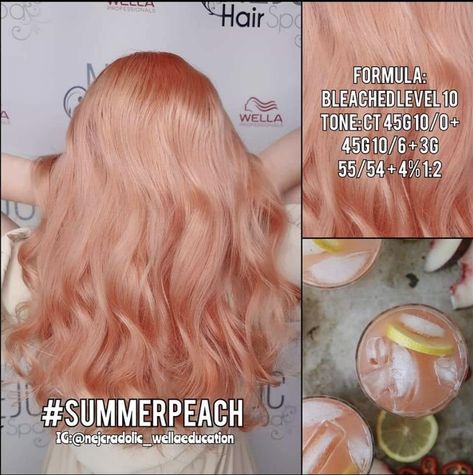 Peach Hair Formula Wella, Peach Blonde Hair Formula, Peach Hair Color Formula, Peach Blonde Hair, Glam Hairstyles, Peach Hair Colors, Hair Extensions Tutorial, Wella Hair Color, Best Hairstyles For Women