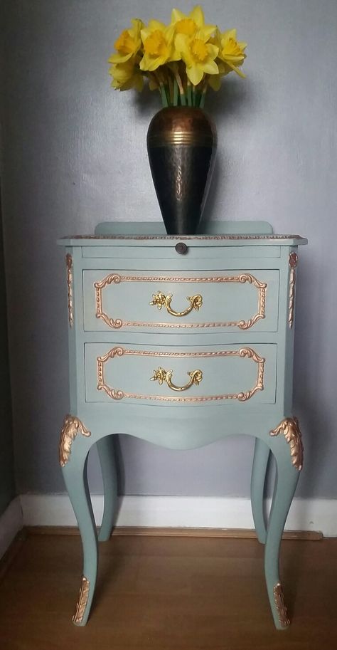 Rococo Louis French bedside cabinet in Annie Sloan French Rococo Bedroom, Ground Cover Plants Shade, Rococo Furniture Modern, Rococo Bedroom, French Bedside Tables, Rococo Interior, Chic House, French Louis Xv Bedside Table, French Rococo Nightstand