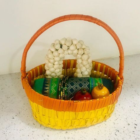 Return Gifts Indian, Varalakshmi Pooja, Saree Function, Palm Leaf Baskets, Half Saree Function, Return Gifts, Return Gift, Fallen Leaves, Half Saree