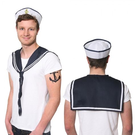 Unisex Sailor Set Sailor Outfit Mens, Sailor Fancy Dress, My Fathers Dragon, Sailor Outfit, Dress Event, Fancy Dress Outfits, Sailor Hat, Navy Marine, Sailor Fashion