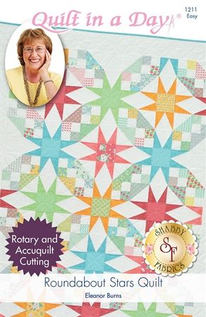 Roundabout Stars Quilt Pattern: Wow your guests with an eye catching quilt! This pattern by Eleanor Burns is scrap friendly with easy to follow instructions. Pattern includes directions for three sizes:Wall Hanging: 53 Stars Quilt Pattern, History Of Quilting, Feather Quilt, Stars Quilt, Quilt In A Day, Signature Quilts, Quilt Care, The North Star, Star Quilt Blocks