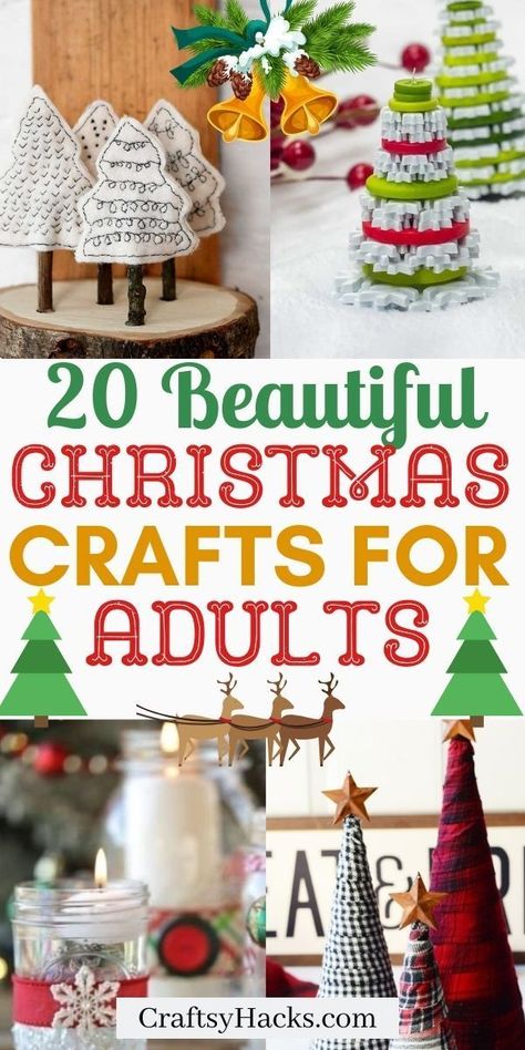 You can transform your home into a cozy winter wonderland with these creative christmas crafts for adults. These festive home DIY's are perfect to help you decorate your home for christmas on a lower budget. #Holiday #Crafts Easy Fun Christmas Crafts For Adults, Christmas Projects To Make Easy Crafts, Advanced Christmas Crafts, Christmas Craft For Senior Citizens, Christmas Craft For Womens Group, Christmas Paper Crafts For Adults, Fun Holiday Crafts For Adults, Christmas Crafts For Adults Party, Christmas Crafts For Nursing Home