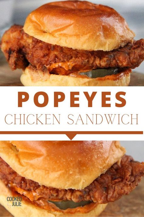 Popeyes Chicken Sandwich Recipe, Popeyes Chicken Sandwich, Chicken Caesar Sandwich, Popeyes Fried Chicken, Homemade Slaw, Chicken Sandwich Recipe, Grill Sandwich, Popeyes Chicken, Kentucky Fried Chicken