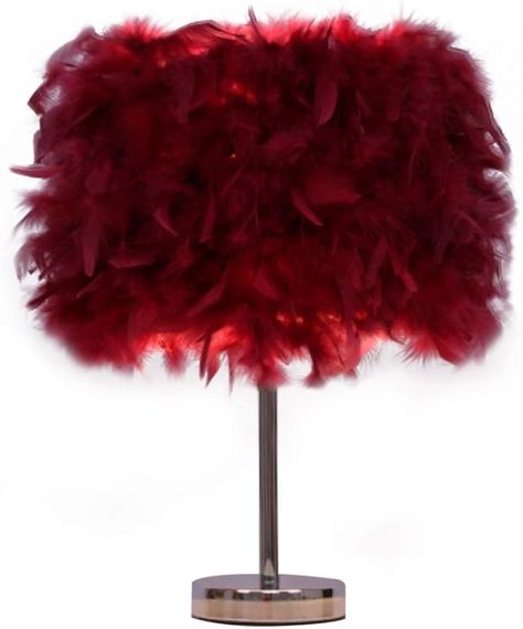 Table Lamp, Modern Elegant Bedside Table Light Bedroom Desk Night Light Lampshade for Living Room Wedding Room Reading Sitting Room Decorations (Wine Red) - Amazon.com Red Room Decor, Living Room Wedding, Table Lamp Modern, Feather Lamp, Wedding Room, Light Bedroom, Bedroom Desk, Red Rooms, Lamp Modern