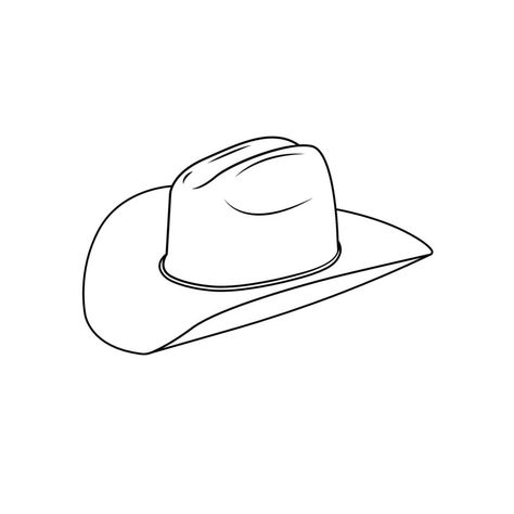 Cowboy Hat Outline Icon Illustration on White Background Country Hat Tattoo, Fly High Cowboy Tattoo, Cowboy Hat Outline Tattoo, Line Art Cowboy Hat, Cowboy Hat With Feather Tattoo, Hat Illustration Drawing, Cowboy Hat Tattoo Men, Cowgirl Hat Illustration, Cowboy Hat Tattoo Ideas