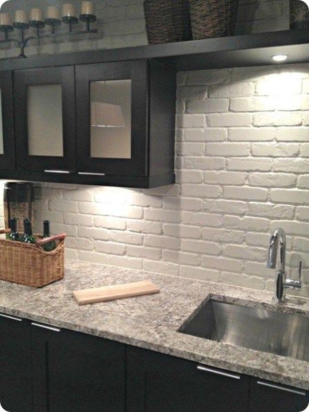 In need of a new kitchen backsplash but don’t want to spend a lot of money or time? Here are 15 awesome DIY kitchen backsplash ideas you can try! 15 DIY Kitchen Backsplash Ideas via @tipsaholic #backsplash #kitchen #diy #home #tile Painted Brick Backsplash, White Brick Backsplash, Faux Brick Backsplash, Backsplash With Dark Cabinets, Brick Backsplash Kitchen, Trendy Kitchen Backsplash, Faux Brick Panels, Diy Kitchen Backsplash, Brick Paneling