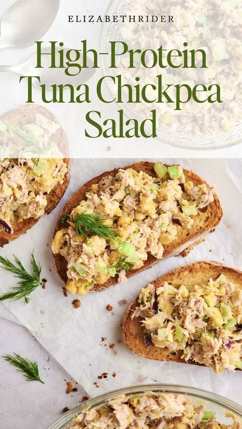 Whip up this delicious high-protein tuna chickpea salad in just 5 minutes! Packed with flavor and nutrients, it's the perfect lunch option. High-Protein Recipes | Tuna Chickpea Salad | Quick Lunch Ideas | Nutritious Meals | Healthy Salad Recipes Tuna Chickpea Salad, Tuna Chickpea, High Protein Lunch Ideas, Classic Tuna Salad, Chickpea Tuna Salad, Salad Recipes Lunch, Healthy Foods To Make, Salad Lunch, Healthy Tuna