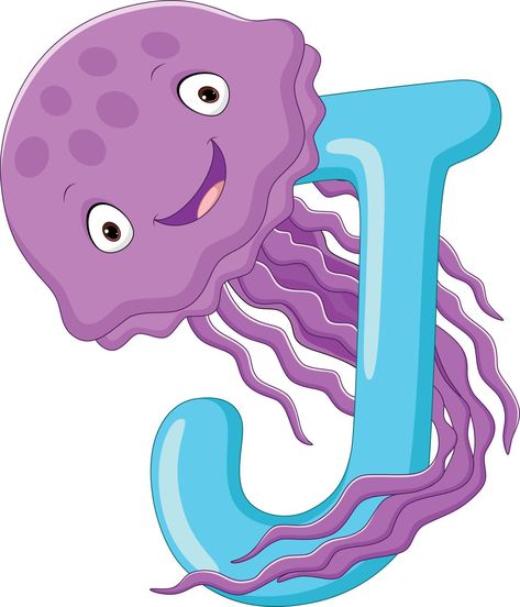 Alphabet letter J for jellyfish J For Jellyfish, Letter J, The Alphabet, Book Decor, Cat Drawing, Jellyfish, Phonics, Classroom Decor, Lettering Alphabet