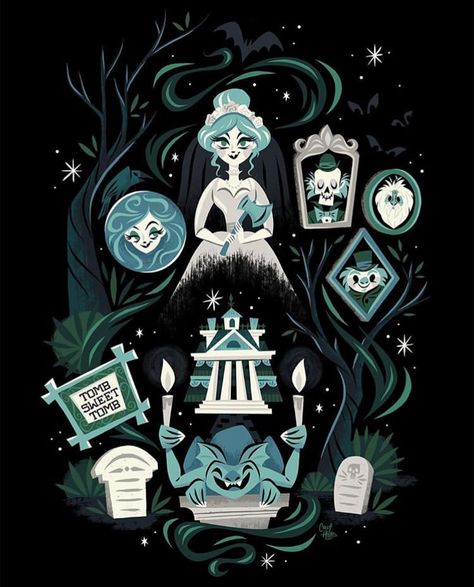 Haunted Mansion by Caley Hicks Caley Hicks, Haunted Mansion Art, Halloween Widget, Disney Backgrounds, Halloween Pics, Luigi's Mansion, Christmas Boxes, Spooky House, Disney Haunted Mansion