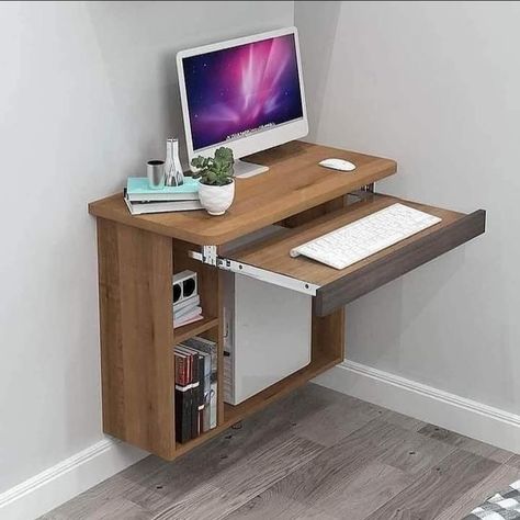 Computer Table Ideas, Wall Computer, Computer Table Design, Computer Desk Design, Diy Computer Desk, Space Saving Desk, Study Table Designs, Floating Table, Computer Desks For Home