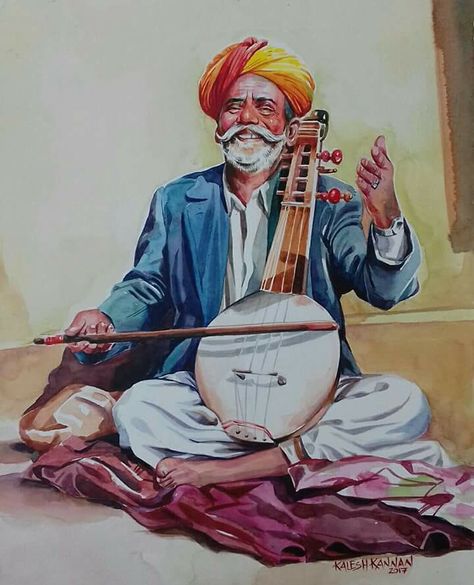 Human Composition Drawing Watercolor, Indian Culture Drawing, Musicians Illustration, Human Composition, Watercolor Indian, Watercolor Night Sky, Watercolor Art Face, Watercolor Scenery, Composition Painting