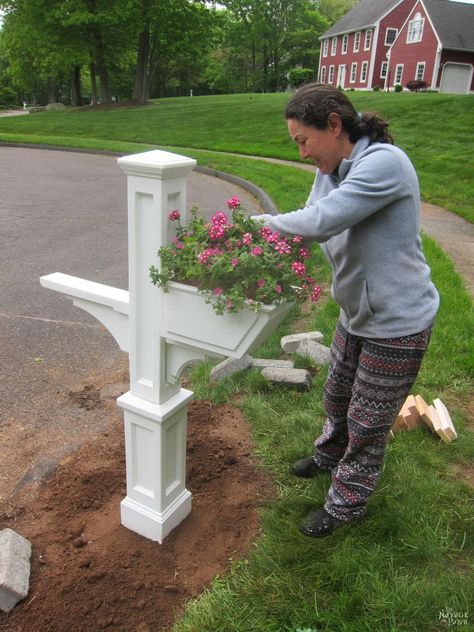 Mailbox and Post Replacement - The Navage Patch Plants Around Mailbox Post, Mailbox Curb Appeal, Landscape Curb Appeal, Mailbox Landscape, Old Mailbox, Medium House, Mailbox Garden, Mailbox Makeover, Utah House