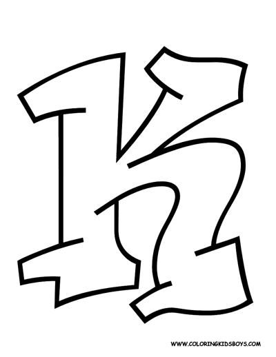 Letter K Bubble Letters Alphabet, Graffiti Alphabet Styles, Graffiti Names, Graffiti Lettering Alphabet, Graffiti Art Letters, The Letter K, Abc Coloring Pages, Graffiti Words, Graffiti Lettering Fonts