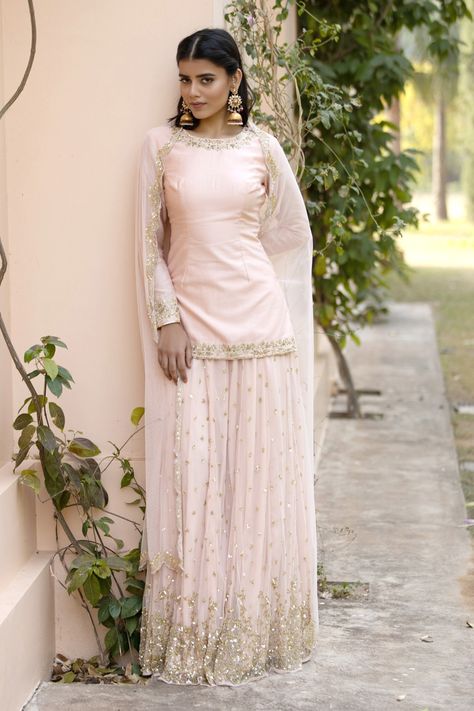 Pink Gharara, Astha Narang, Embroidered Sharara, Round Bracelet, Silk Pant, Zardozi Embroidery, Silk Kurta, Luxury Sale, Silk Pants