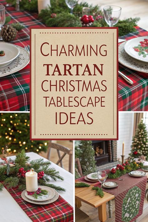 🏴󠁧󠁢󠁳󠁣󠁴󠁿 Add heritage to your holiday with a tartan Christmas tablescape! 🎄 Use traditional tartan patterns in linens, napkins, and décor. 🌿 Incorporate elements like holly, berries, and candles for warmth. ✨ Create a cozy and festive atmosphere steeped in tradition! 🕯️ Tartan Plaid Christmas Table, Tartan Plaid Tablescape, Stewart Plaid Christmas Table, Tartan Plaid Christmas Wedding, Tablescape For Christmas, Tartan Christmas Tablescape, Tartan Christmas Table Decorating Ideas, Tartan Plaid Christmas Tablescape, Christmas Table Tartan