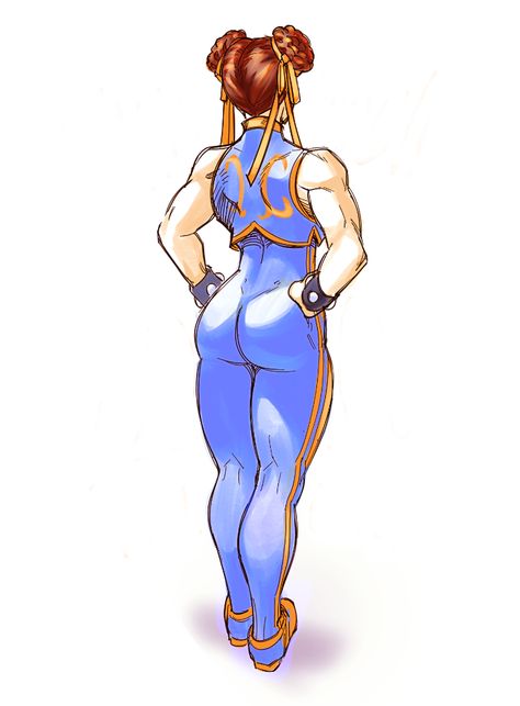 Safebooru - 1girl alternate costume biceps brown hair chun-li commentary double bun english commentary faux traditional media followers from behind full body hair ribbon hands on hips hits kneepits madguymao muscle muscular female ribbon shoes short hair sleeveless sneakers solo standing street fighter street fighter zero (series) striped studded bracelet thick thighs thighs traditional media unitard updo vertical stripes vest watercolor (medium) white background yellow ribbon | 3025044 Akuma Street Fighter, Strongest Woman, Capcom Vs Snk, Chun Li Street Fighter, Street Fighter Characters, Capcom Art, Street Fighter Art, Female Fighter, Classic Girl