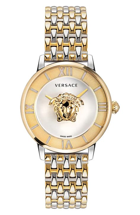 Medusa Bracelet, Versace Watches Women, Air Force One Shoes, Golden Watch, Bracelet Watches Women, Versace Watch, Watches Women, Medusa Head, Stylish Watches