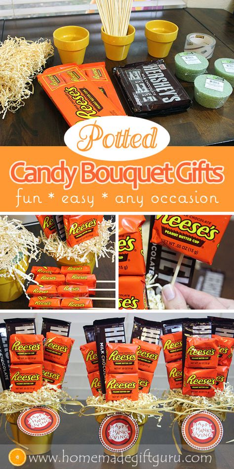 Thank You Candy Bouquet Ideas, Football Candy Boquets, Thanksgiving Candy Bouquet, Candy Gift Bouquet Ideas, Fall Candy Bouquets, Mason Jar Candy Bouquet, Candy Bar Bouquet Diy How To Make, Mini Candy Bouquet Diy, How To Make A Candy Bouquet Step By Step