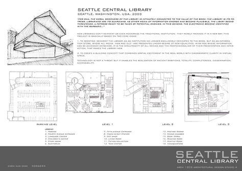 Precedent Study Architecture, Architecture Precedent Study, Library Plan Architecture, Library Floor Plan, Arch Portfolio, Seattle Library Plan, Precedent Study, Seattle Library, Los Angeles Central Library