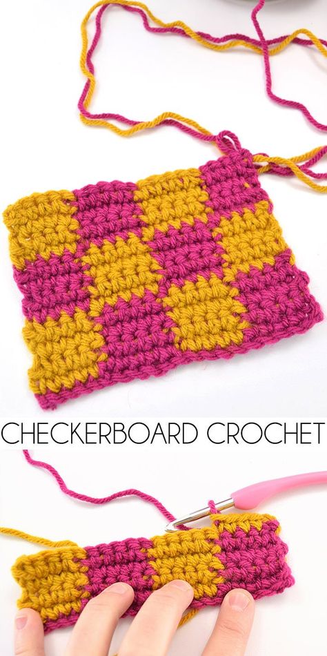 The checkerboard crochet stitch makes a nice, thick fabric and that pattern is amazing. And it's so much easier to do than it looks! Crochet With 2 Yarns At Once, Checkerboard Crochet, Check Crochet, Diy Knit, Baby Afghan, Crochet Stars, C2c Crochet, Blanket Patterns, Single Crochet Stitch