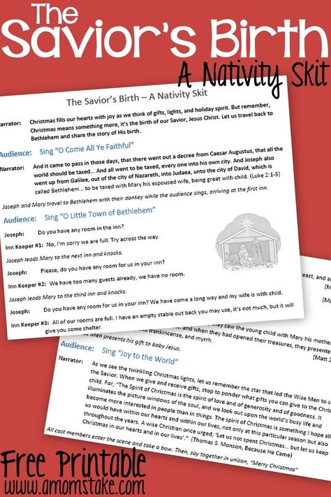 The Savior’s Birth: A Nativity Skit Script with Music – Free Printable! 3 Children’s Nativity Script, Simple Nativity Play For Kids, Walk Through Bethlehem Script, The Story Of Jesus Birth For Kids, Lds Nativity Script, Free Christmas Plays For Small Churches, Nativity Story For Kids Free Printable, Live Nativity Scene Ideas, Nativity Program