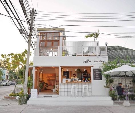 House With Coffee Shop Design, Coffee Shop Aethestic, House With Store Design, Cafe House Design Coffee Shop, Coffee House Design, Cafe Exterior, Outdoor Restaurant Design, Small Coffee Shop, Small Cafe Design