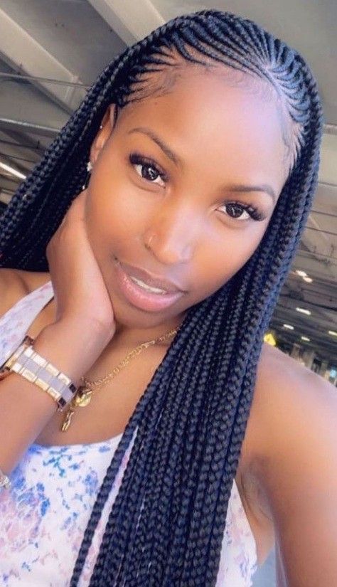 Singles For Black Women, Cornrow Top Box Braids Back, Half Cornrows Half Box Braids, Summer Cornrows, Cornrows Ideas, Braided Mohawk, Cornrow Braid Styles, Mama Hair, Latest Hair Braids