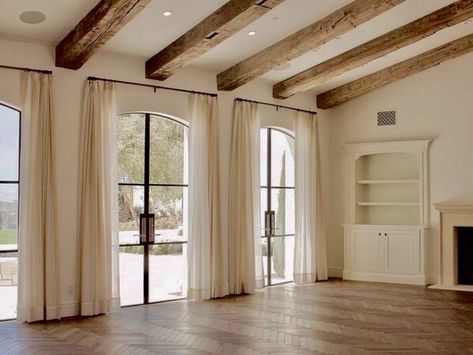 Ceiling Beams Living Room, Beams Living Room, Design Marocain, Swiss Cottage, Interior Livingroom, Mediterranean Home, Cheap Decor, Cheap Home Decor, House Inspo