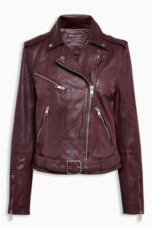 Who says your leather jacket has to be black? Not us! Take it UP a level with a beaut berry for autumn. Coloured Leather Jacket, Plum Colour, Purple Leather Jacket, Glad Rags, Oversized Jumper, Real Leather Jacket, Oversized Style, Genuine Leather Jackets, Leather Biker Jacket