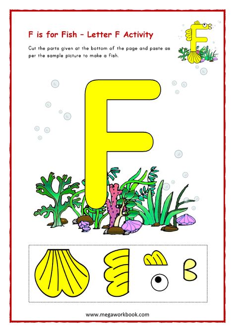 Letter F Worksheets Kindergarten, Letter F Worksheets For Preschool, Letter F Worksheet, F For Fish, F Worksheet, F Is For Fish, F Craft, Letter F Craft, Letter S Crafts