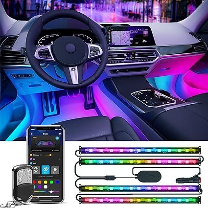 Music Sync Mode, DIY Mode and Multiple Scene Options, 2 Lines Design LED Lights for Cars, Trucks, SUVs Led Lights For Cars, Interior Car Lights, Motorcycle Led Lighting, Light App, Car Interior Decoration, Lines Design, Interior Car, Motorcycle Lights, Car Led Lights