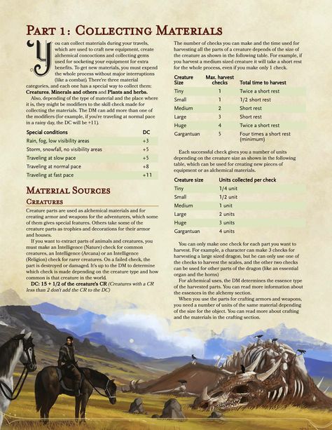 DnD 5e Homebrew — Wilderness Surivival Guide excerpts: Collecting... Dungeons And Dragons Rules, Dnd Stories, Dungeon Master's Guide, Dnd Classes, Dungeons And Dragons 5e, Dnd 5e Homebrew, Dnd Dragons, Dungeons And Dragons Game, Dnd Monsters