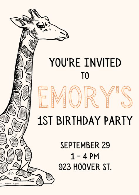 Giraffe First Birthday, Baby Birthday Party Invitations, Giraffe Birthday Parties, Cute Invitation, Sunshine First Birthday, First Birthday Girl, Baby Birthday Invitations, Giraffe Birthday, Baby's First Birthday