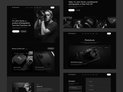 Photography Portfolio Website Design, Videography Portfolio, Webpage Ideas, Videography Website, Tech Portfolio, Web Photography, Photographer Website Design, Webflow Templates, Photographer Templates