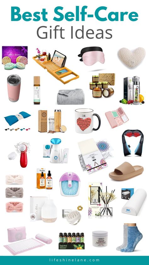 best self-care gift ideas Health Care Gift Basket, Wellness Hamper Ideas, Self Care Packages Gift Ideas, Therapy Box Ideas, Spa Self Care Gift Basket, Spa Gift Bag Ideas, Beauty Small Business Ideas, Skin Care Basket Diy Gifts, Healthy Basket Gift Ideas