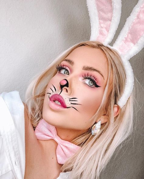 Bunny Halloween Makeup, Bunny Face Paint, Bunny Makeup, Holloween Makeup, Bunny Halloween Costume, Fancy Dress Up, Vegan Cosmetics, Halloween Costumes Makeup, Face Painting Designs