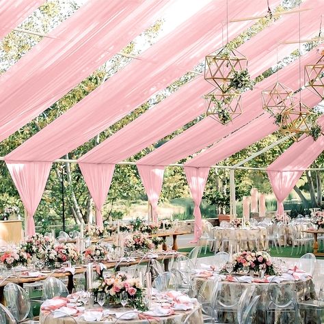 PRICES MAY VARY. 🍓【4 Panels Dusty Rose Ceiling Fabric】Pack of 4 panels dusty rose wedding drape curtain(without hanging pieces), each wedding extra long curtain measures 5 feet (60inch)wide x20 feet(240inch) long.The sufficient quantity can meet your demands for decorating your weddings, parties, receptions, and these dusty rose ceiling drapes for weddings will create a delicate and aesthetic sense to your wedding ceiling decoration and light up every banquet. 🍒【Easy Hanging Draping Fabric】The Ceiling Decorations For Party, Drapes For Wedding, Ceiling Fabric, Romantic Sunset Wedding, Rose Ceiling, Wedding Ceiling Decorations, Hanging Drapes, Ceiling Drapery, Ceiling Drapes