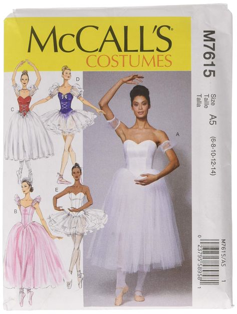 PRICES MAY VARY. Includes (1) kit with pattern pieces and sewing instructions. Sewing pattern creates costume that fits A5 Size (6-8-10-12-14). This women's ballet or dress pattern comes with boned bodice and skirt options as well as sleeve variations for you to sew a beautifully customized ballet costume. This ballet costume for women is a great fit for Halloween, cosplay, or performance and is perfect for anyone wanting to practice their sewing skills. And your own little touches to this balle Halloween Costume Sewing Patterns, Ballerina Costume, Free Pdf Sewing Patterns, Costume Sewing Patterns, Corset Pattern, Sewing Lingerie, Ballerina Dress, Boned Bodice, Make Your Own Clothes