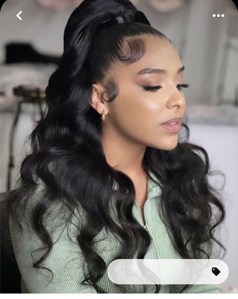 How To Do A High Half Ponytail, Half Up Half Down Wedding Hair Black, Down Hairstyles For Black Women, Black Bridesmaids Hairstyles, Sleek Ponytail Hairstyles, Sew In Hairstyles, Half Up Half Down Hairstyles, Prom Hair Down, Wedding Hairstyles Half Up Half Down