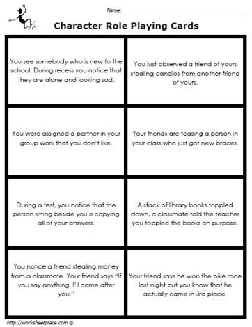 Character Role Playing Cards Worksheets Emotional Education, Music Dice, Character Worksheets, Social Skills Lessons, Therapy Techniques, Social Emotional Activities, Games Family, Social Skills Groups, Social Emotional Learning Activities