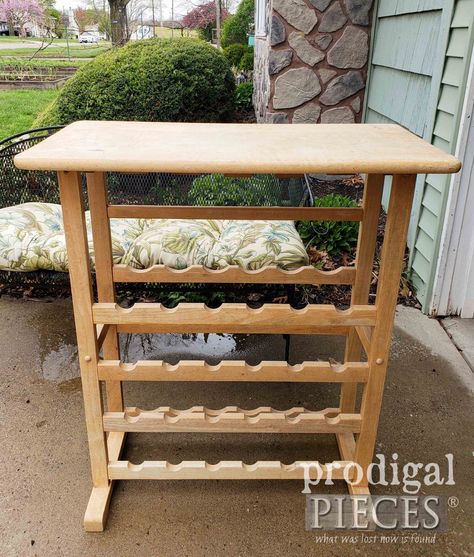 Wine Rack Before Upcycle by Larissa of Prodigal Pieces | prodigalpieces.com Crafting Cart, Wine Cabinet Diy, Standing Wine Rack, Oak Wine Rack, Wine Rack Table, Wood Cart, Vintage Wine Rack, Wine Cart, Wine Rack Bar