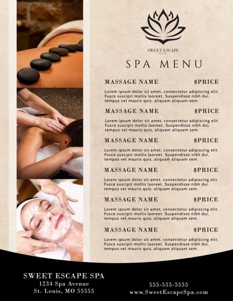 Example of beautiful spa menu template mycreativeshop massage menu template excel. Massage menu template, The majority of individuals do not realize how much thought and work goes into planning a menu for a brand new restaurant or re... Word Template Design, Modern Spa, Spa Menu, Booklet Template, Spa Prices, Menu Design Template, Spa Design, Spa Services, Template Ideas