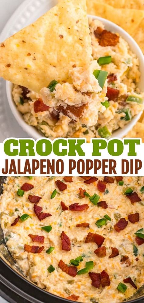 Bacon Jalapeno Dip, Cheese Jalapeno Dip, Hot Dip Recipe, Slow Cooker Dip Recipes, Cream Cheese Jalapeno Poppers, Jalapeno Cream Cheese Dip, Creamy Jalapeno Dip, Dip Recipes Crockpot, Jalapeno Popper Dip Recipe