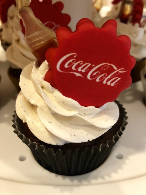 Coca Cola cupcakes Coca Cola Cupcakes, Cola Cupcakes, Coke Cupcakes, Dad's Birthday, Dad Birthday, Coca Cola, Cupcake, Birthday