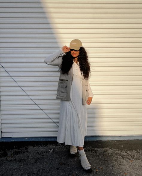 outfit is giving fisher girl aesthetic meets toddler socks and sandals????? amazin anyways add this song to your playlist if you haven’t already 😗 dress and socks: @freepeople hat: @_livebygrace_ vest: thrifted shoes: @drmartensofficial #modesty #modestinspo Thrifted Shoes, Modest Outfit, Toddler Socks, For You Song, Socks And Sandals, Modest Outfits, Free People, Socks, Sandals