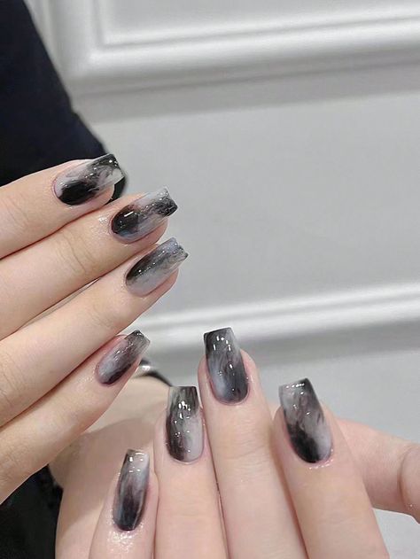 Fake Acrylic Nails, Nail Shapes Square, Nails Glossy, Nail Art Pictures, Square Nail Designs, Ombre Nail Designs, Gray Nails, Cute Gel Nails, Nails For Women